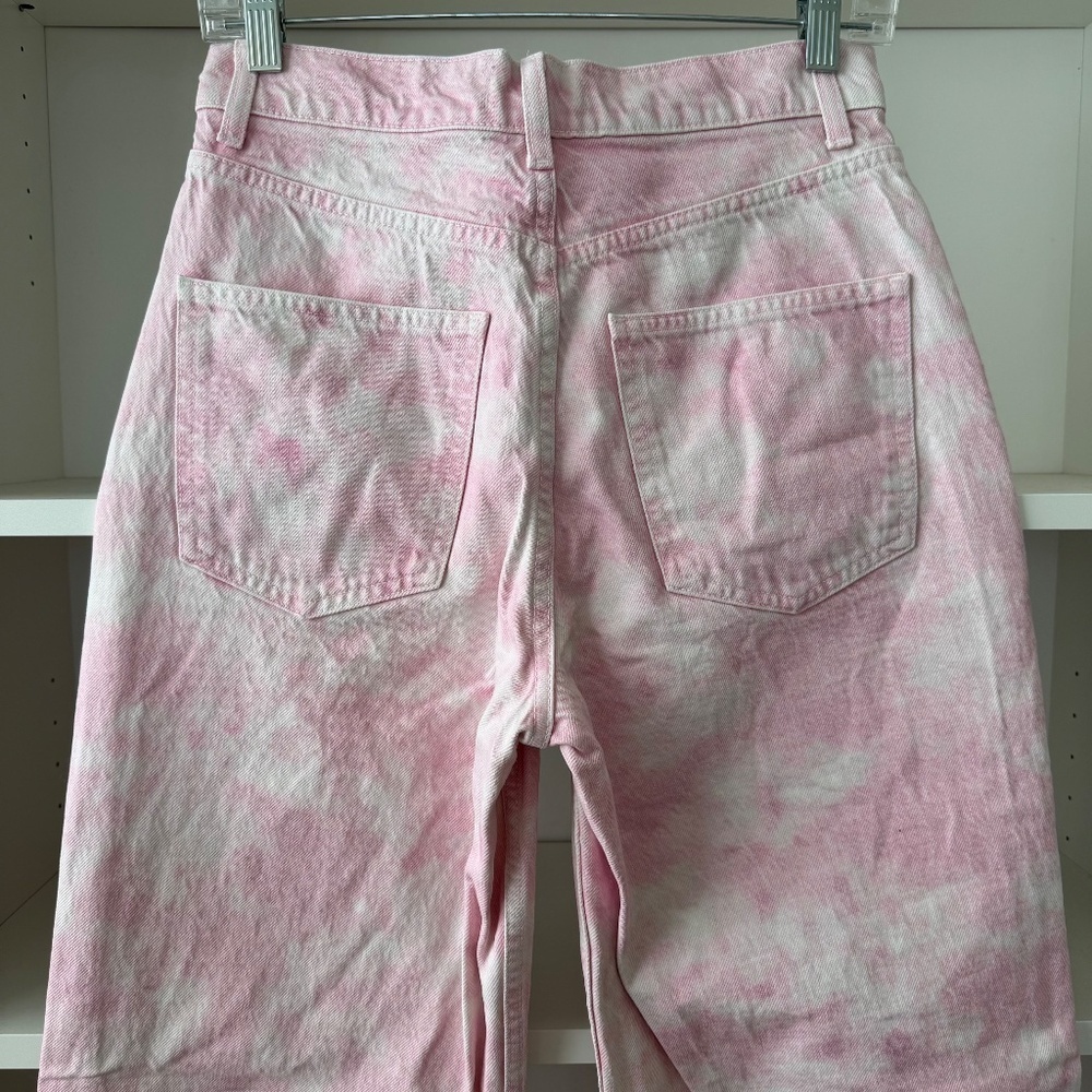 ZARA High Rise Baggy Pink Tie Dye Jeans - Picture 7 of 8
